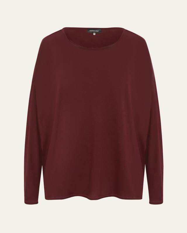 Long Sleeve Double Edge Scoop Neck T-Shirt (Mid Plus Length)